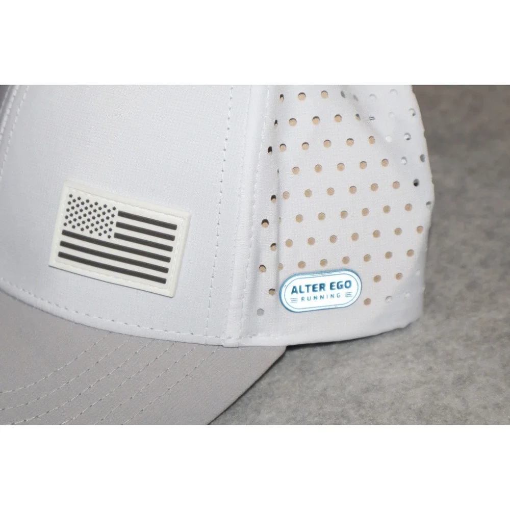 Alter Ego Running Hat Mens White Silver Flag Trotter Splash Snapback Cap NEW